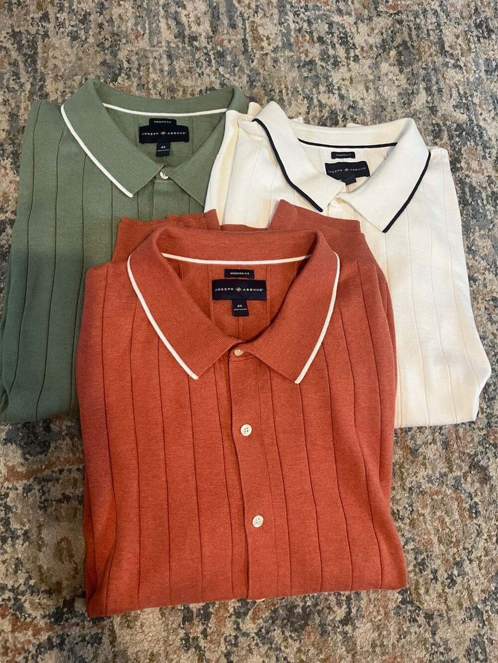 Joseph Abboud Modern Fit Ribbed Knit Button  Polo Sweater Shirt Lot of 3 Size 4X